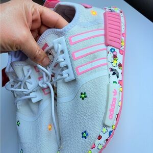 Adidas White and Pink Floral Sneakers